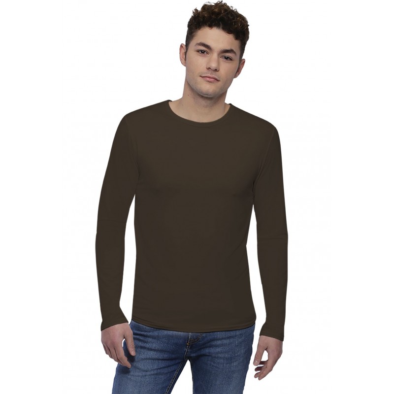 Tee-shirt col rond finition colletage manches longues en modal THOMAS Tee-shirt col rond finition colletage manches longues en modal THOMAS