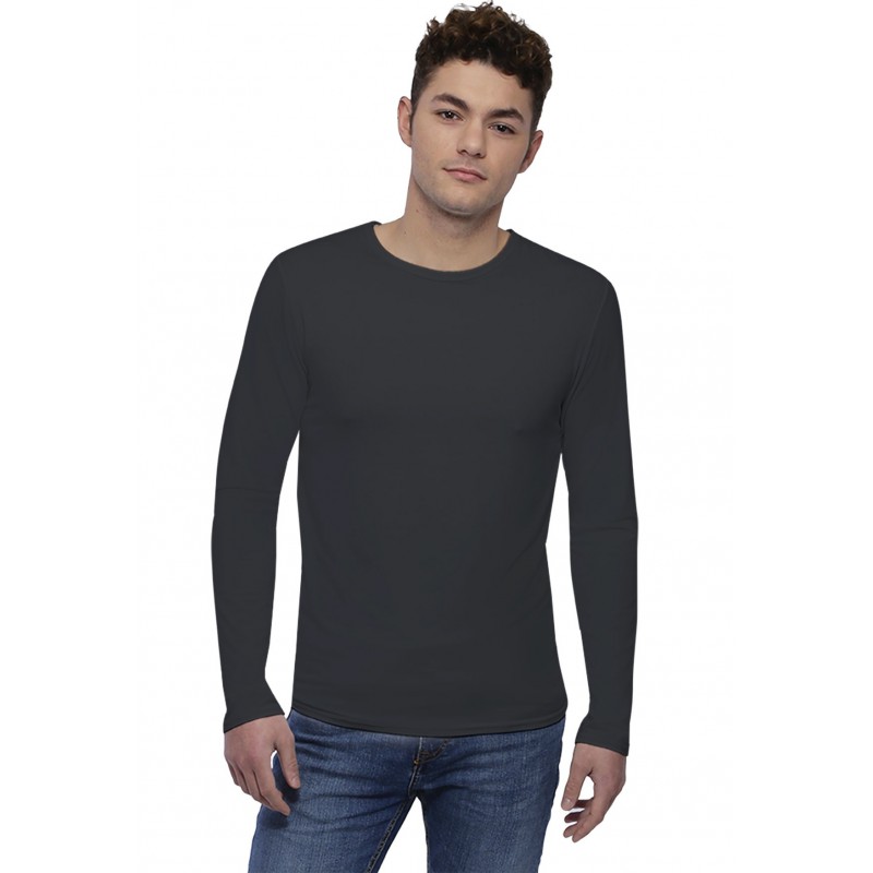 Tee-shirt col rond finition colletage manches longues en modal THOMAS Tee-shirt col rond finition colletage manches longues en modal THOMAS
