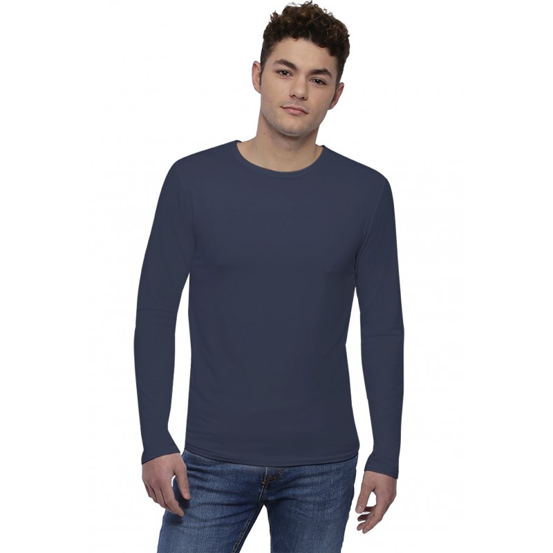 Tee-shirt col rond finition colletage manches longues en modal THOMAS Tee-shirt col rond finition colletage manches longues en modal THOMAS
