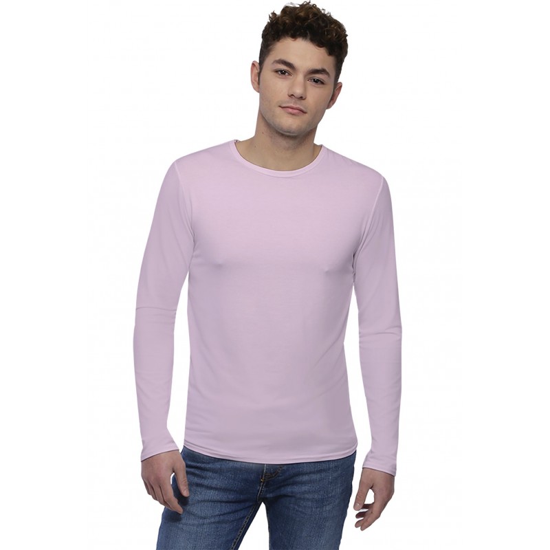 Tee-shirt col rond finition colletage manches longues en modal THOMAS Tee-shirt col rond finition colletage manches longues en modal THOMAS