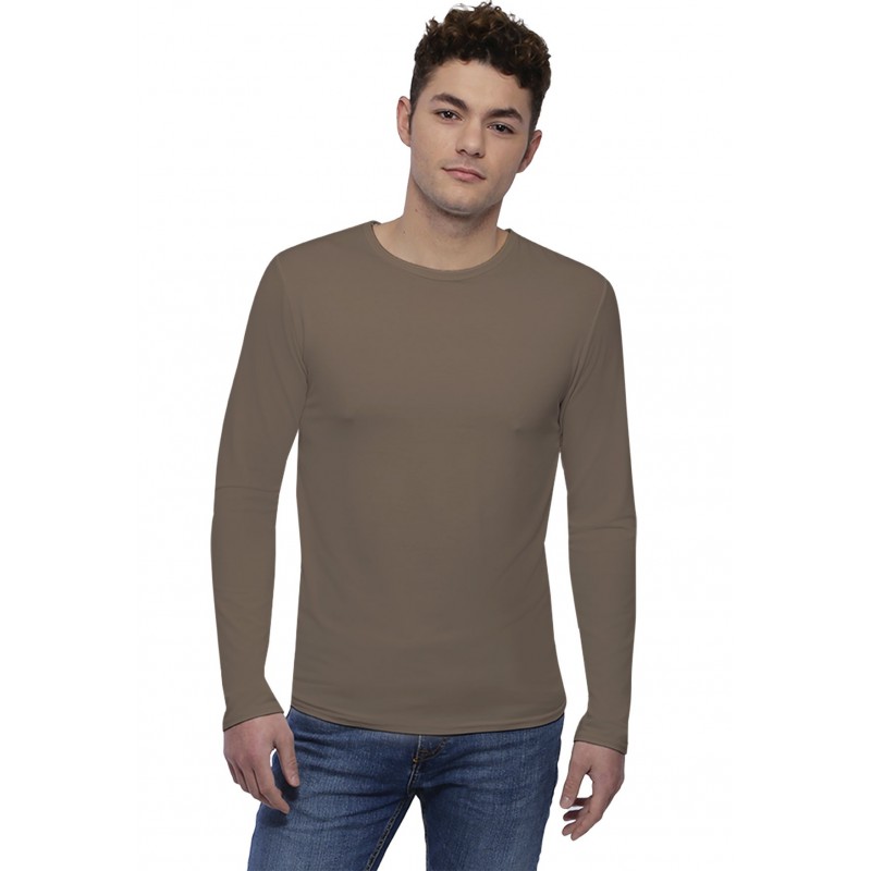 Tee-shirt col rond finition colletage manches longues en modal THOMAS Tee-shirt col rond finition colletage manches longues en modal THOMAS
