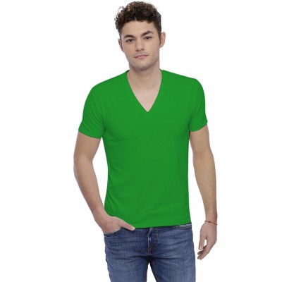 T-shirt col V profond bande rapportée manches courtes en modal JULIEN