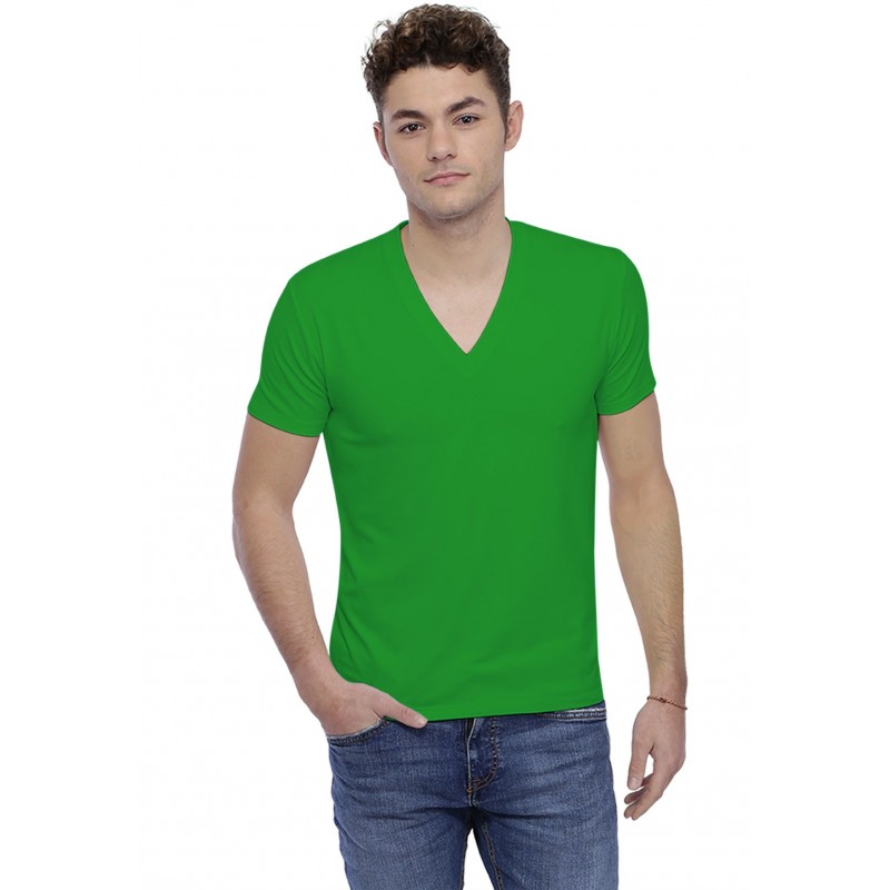T-shirt col V profond bande rapportée manches courtes en modal JULIEN