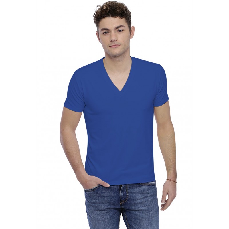 T-shirt col V profond bande rapportée manches courtes en modal JULIEN T-shirt col V profond bande rapportée manches courtes en modal JULIEN