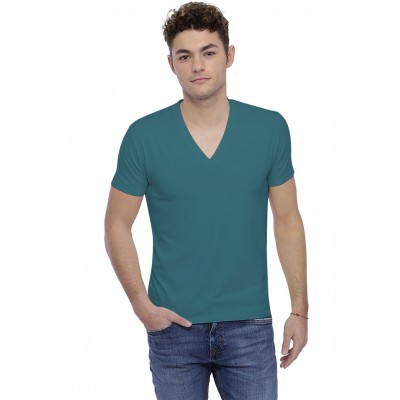 T-shirt col V profond bande rapportée manches courtes en modal JULIEN