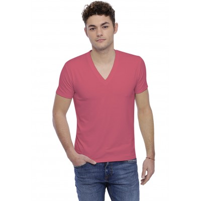 T-shirt col V profond bande rapportée manches courtes en modal JULIEN