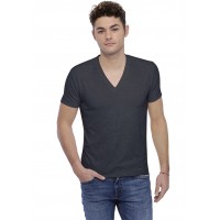 T-shirt col V profond bande rapportée manches courtes en modal JULIEN