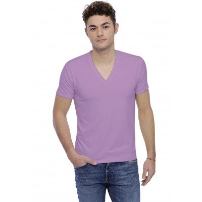 T-shirt col V profond bande rapportée manches courtes en modal JULIEN