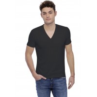 T-shirt col V profond bande rapportée manches courtes en modal JULIEN