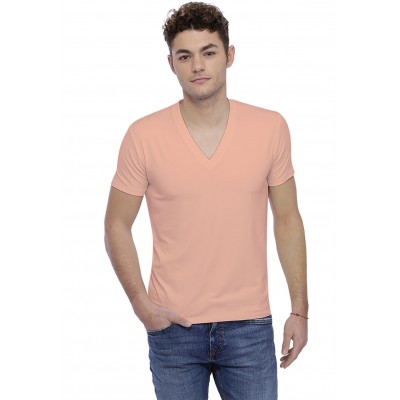 T-shirt col V profond bande rapportée manches courtes en modal JULIEN