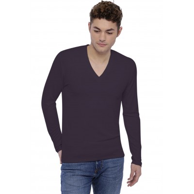 Tee-shirt col V profond manches longues en modal JULIEN