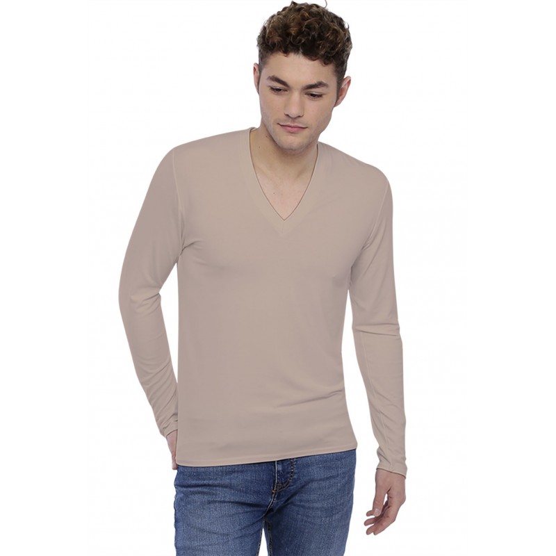 Tee-shirt col V profond manches longues en modal JULIEN Tee-shirt col V profond manches longues en modal JULIEN