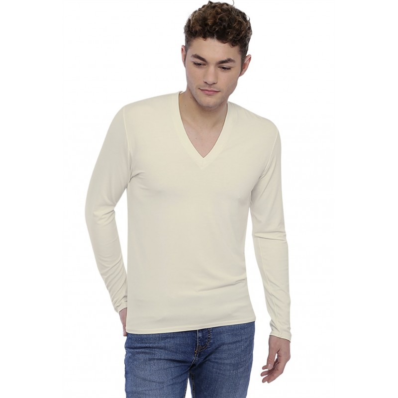 Tee-shirt col V profond manches longues en modal JULIEN Tee-shirt col V profond manches longues en modal JULIEN