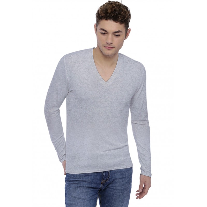 Tee-shirt col V profond manches longues en modal JULIEN Tee-shirt col V profond manches longues en modal JULIEN