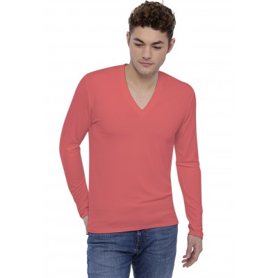 Tee-shirt col V profond manches longues en modal JULIEN