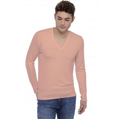 Tee-shirt col V profond manches longues en modal JULIEN