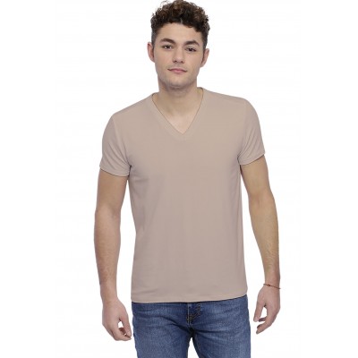 T-shirt col V couture dos apparente manches courtes en modal BEN