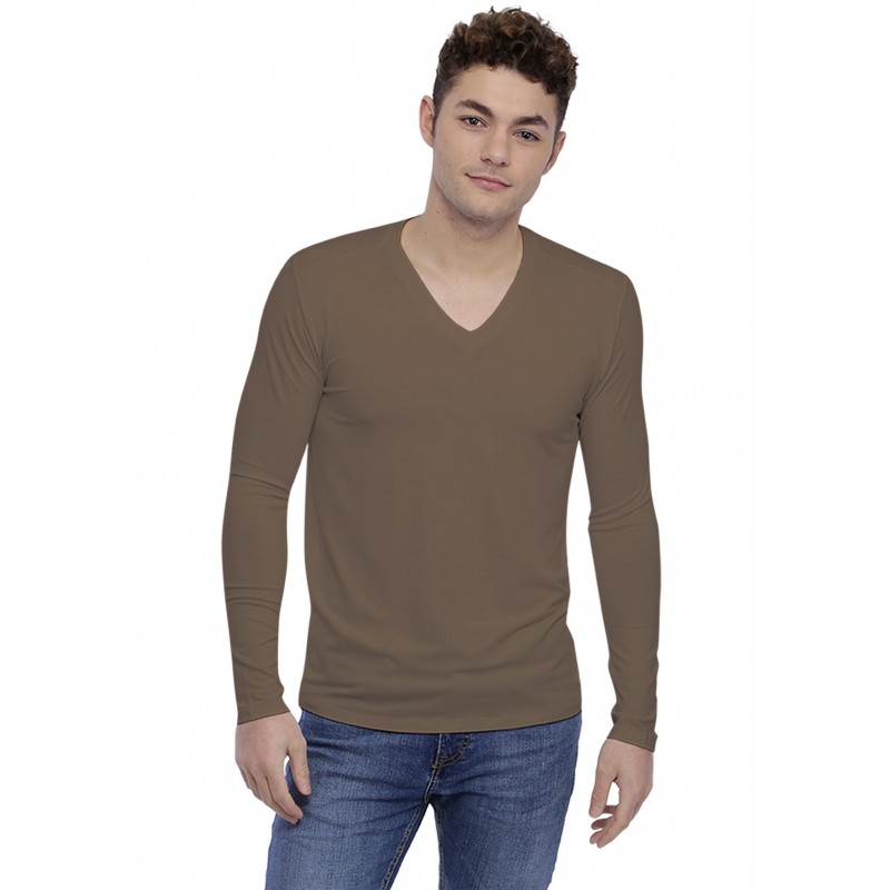 T-shirt col V découpe dans le dos manches longues en modal BEN