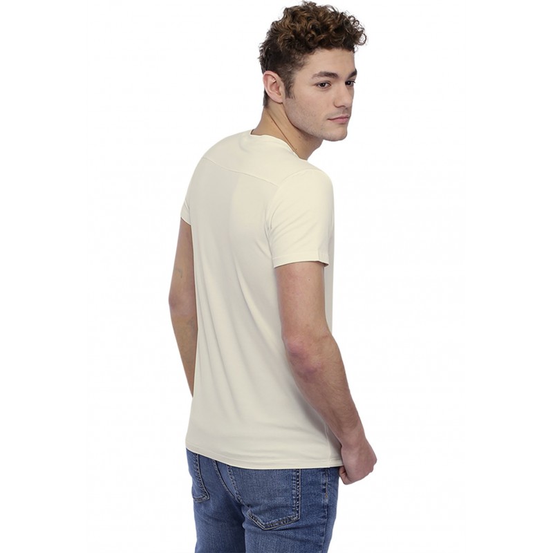 T-shirt col rond bande rapportée manches courtes en modal BENJI T-shirt col rond bande rapportée manches courtes en modal BENJI