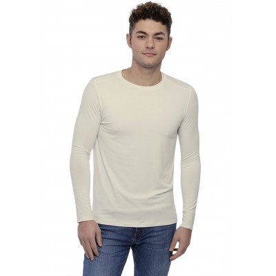 T-shirt col rond bande rapportée manches longues en modal BENJI