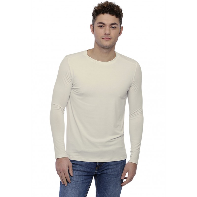 T-shirt col rond bande rapportée manches longues en modal BENJI T-shirt col rond bande rapportée manches longues en modal BENJI