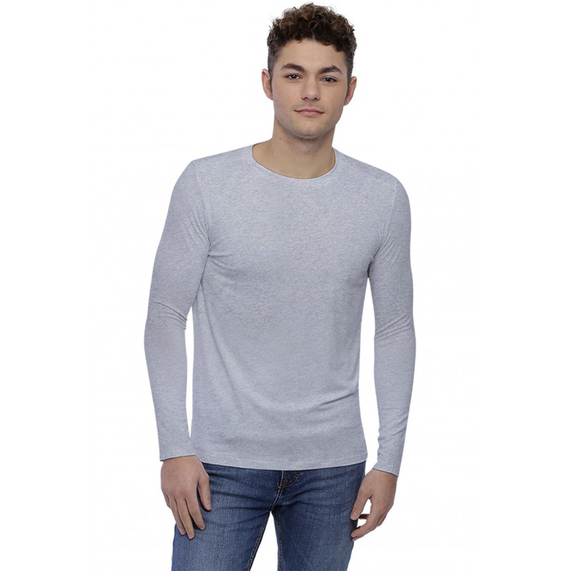 T-shirt col rond bande rapportée manches longues en modal BENJI T-shirt col rond bande rapportée manches longues en modal BENJI