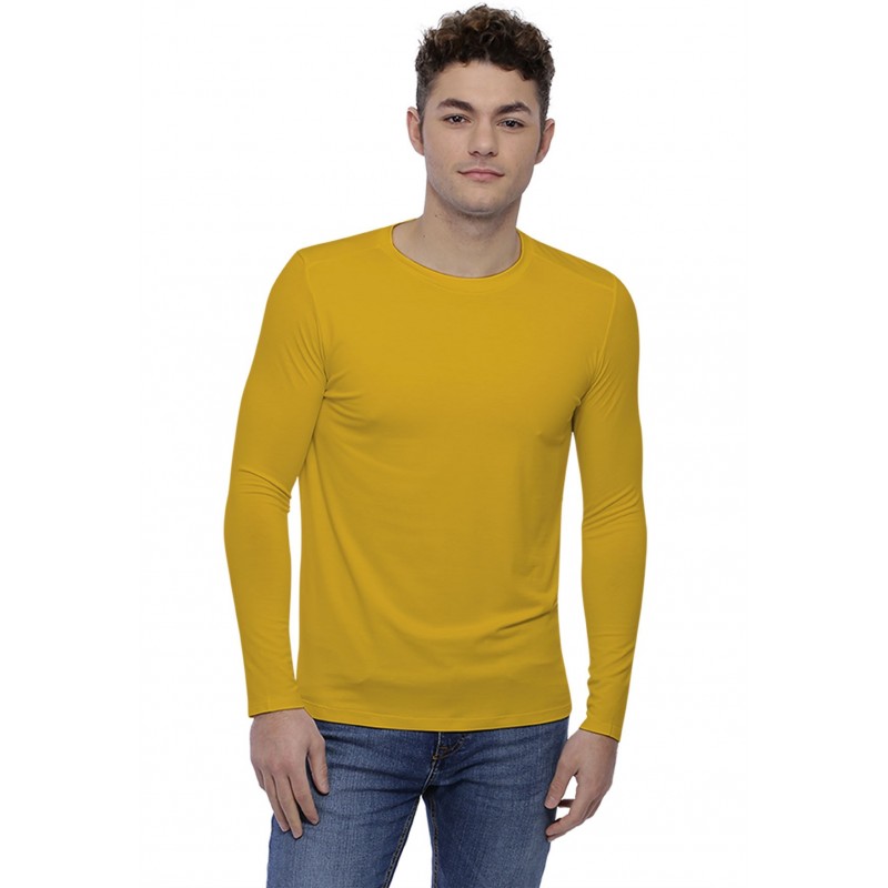 T-shirt col rond bande rapportée manches longues en modal BENJI T-shirt col rond bande rapportée manches longues en modal BENJI