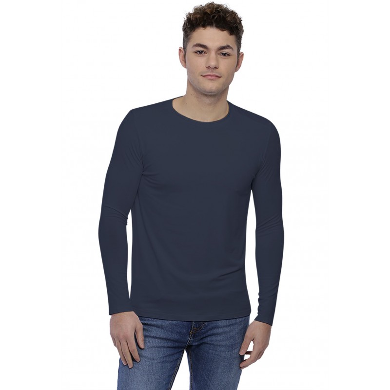T-shirt col rond bande rapportée manches longues en modal BENJI T-shirt col rond bande rapportée manches longues en modal BENJI
