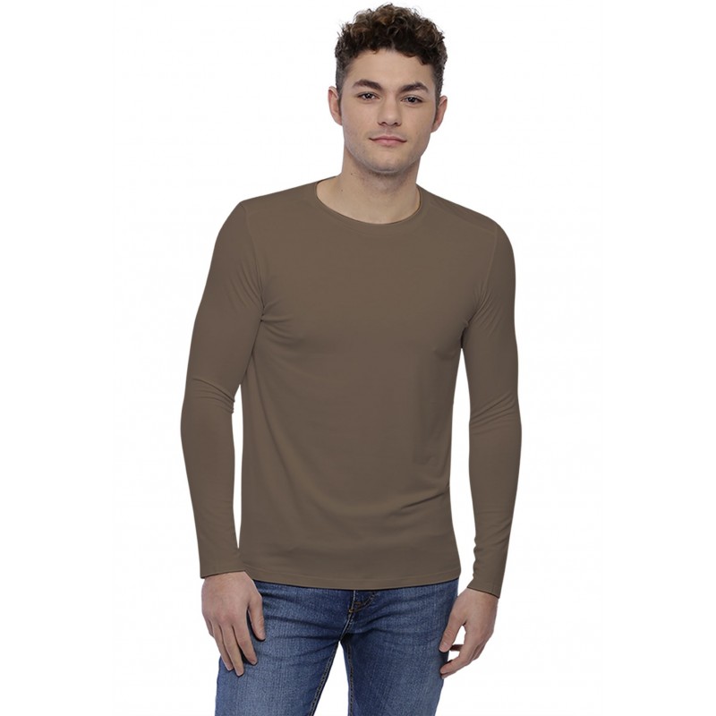 T-shirt col rond bande rapportée manches longues en modal BENJI T-shirt col rond bande rapportée manches longues en modal BENJI