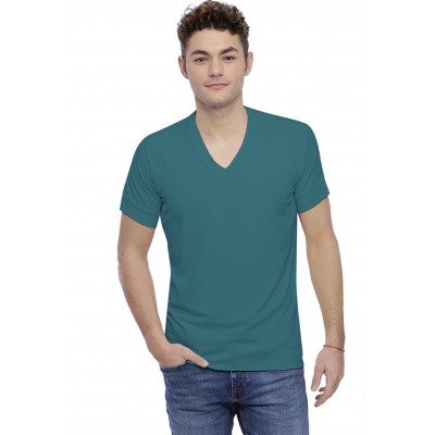 T-shirt col V bande rapportée manches courtes raglan en modal DAN