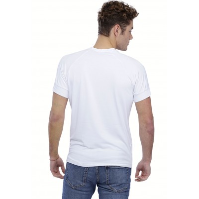 T-shirt col V bande rapportée manches courtes raglan en modal DAN
