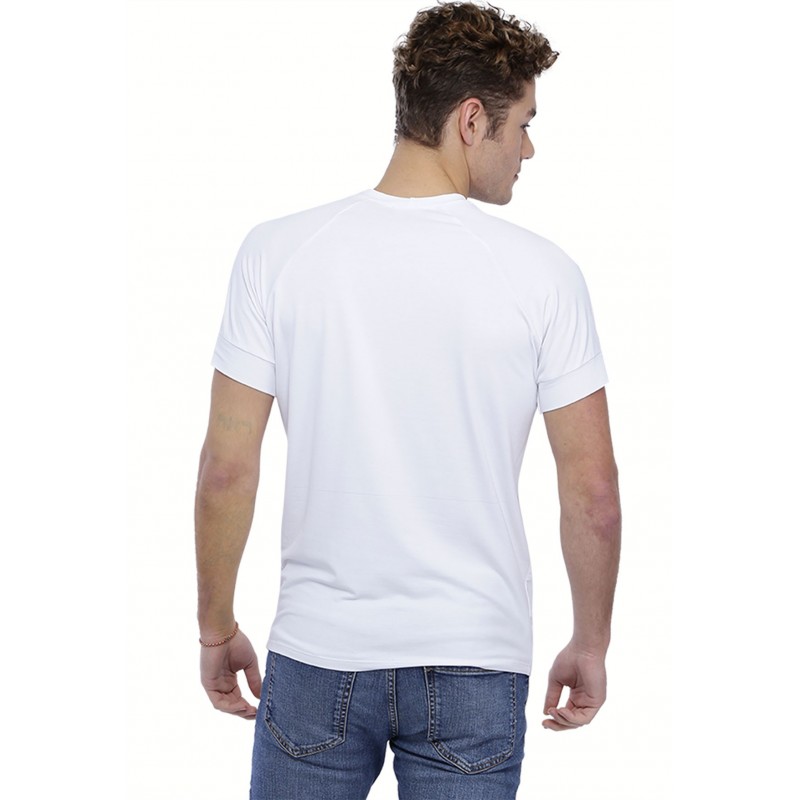 T-shirt col V bande rapportée manches courtes raglan en modal DAN T-shirt col V bande rapportée manches courtes raglan en modal DAN