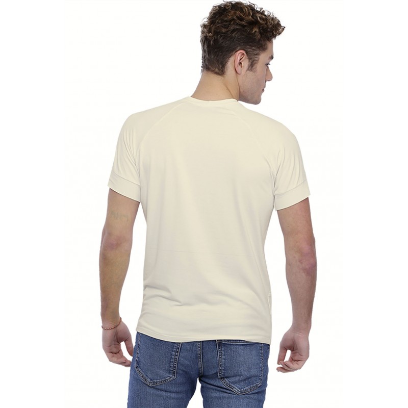 T-shirt col V bande rapportée manches courtes raglan en modal DAN T-shirt col V bande rapportée manches courtes raglan en modal DAN