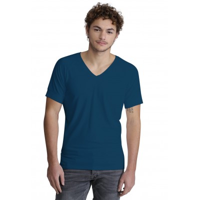 T-shirt col V bande rapportée manches courtes raglan en modal DAN