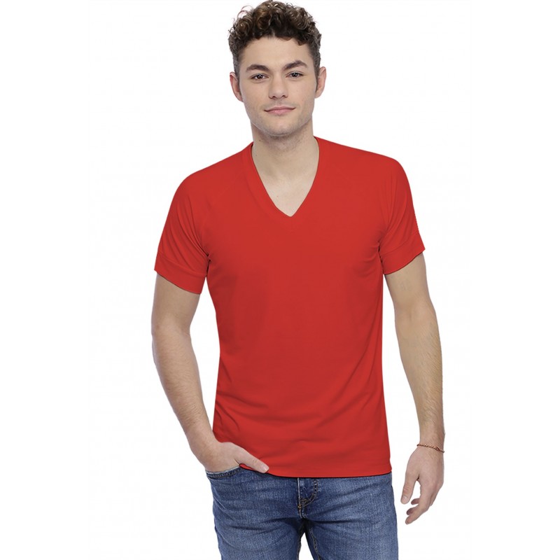 T-shirt col V bande rapportée manches courtes raglan en modal DAN T-shirt col V bande rapportée manches courtes raglan en modal DAN