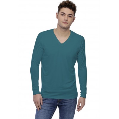 T-shirt col V bande rapportée manches longues raglan en modal DAN