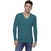 T-shirt col V bande rapportée manches longues raglan en modal DAN