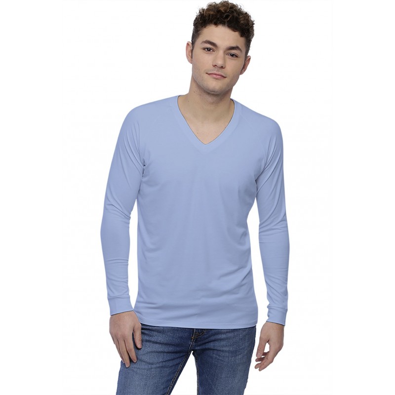 T-shirt col V bande rapportée manches longues raglan en modal DAN T-shirt col V bande rapportée manches longues raglan en modal DAN