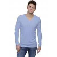 T-shirt col V bande rapportée manches longues raglan en modal DAN