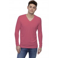T-shirt col V bande rapportée manches longues raglan en modal DAN