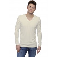 T-shirt col V bande rapportée manches longues raglan en modal DAN