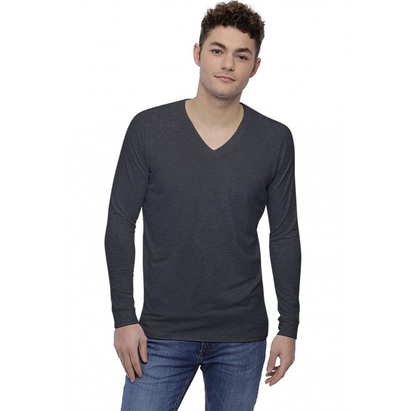 T-shirt col V bande rapportée manches longues raglan en modal DAN T-shirt col V bande rapportée manches longues raglan en modal DAN