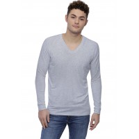 T-shirt col V bande rapportée manches longues raglan en modal DAN