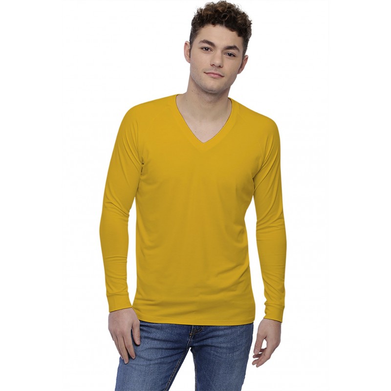 T-shirt col V bande rapportée manches longues raglan en modal DAN T-shirt col V bande rapportée manches longues raglan en modal DAN