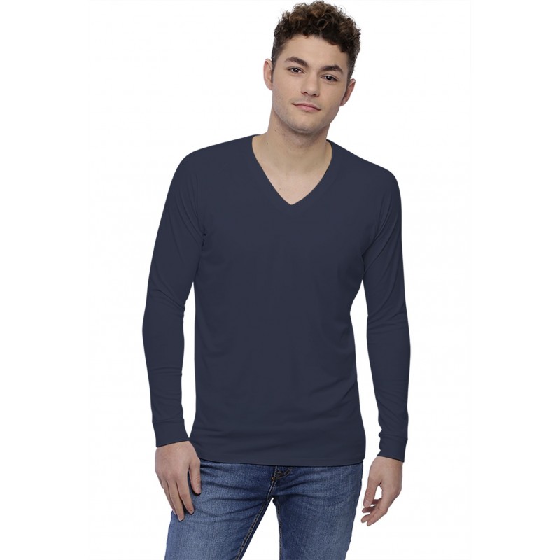 T-shirt col V bande rapportée manches longues raglan en modal DAN T-shirt col V bande rapportée manches longues raglan en modal DAN
