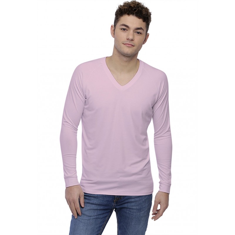 T-shirt col V bande rapportée manches longues raglan en modal DAN T-shirt col V bande rapportée manches longues raglan en modal DAN