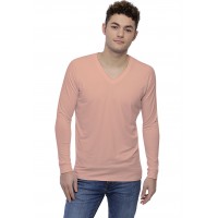 T-shirt col V bande rapportée manches longues raglan en modal DAN