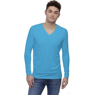 T-shirt col V bande rapportée manches longues raglan en modal DAN