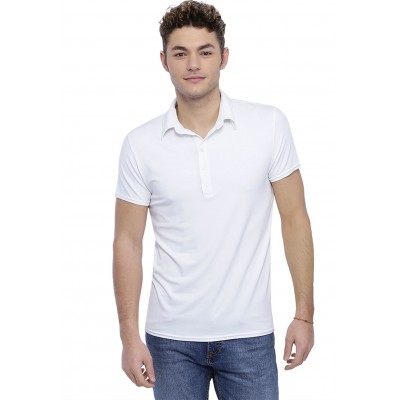 Tee-shirt col polo boutonné manches courtes en modal JOSH