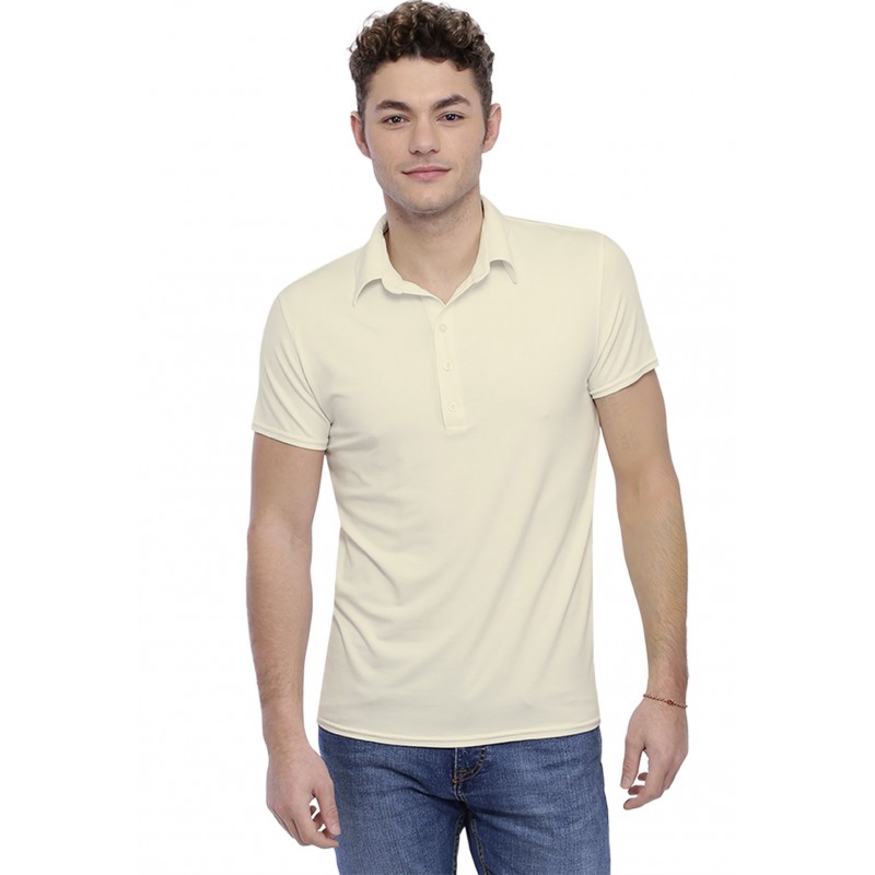 Tee-shirt col polo boutonné manches courtes en modal JOSH Tee-shirt col polo boutonné manches courtes en modal JOSH